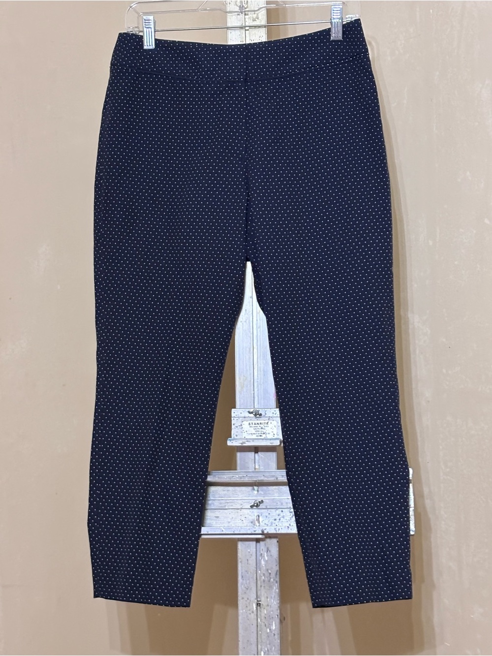 Pendleton Navy Blue Micro Polka Dot Cropped Ankle Pants Trousers Sz 6P